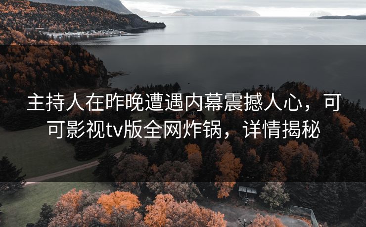 主持人在昨晚遭遇内幕震撼人心，可可影视tv版全网炸锅，详情揭秘