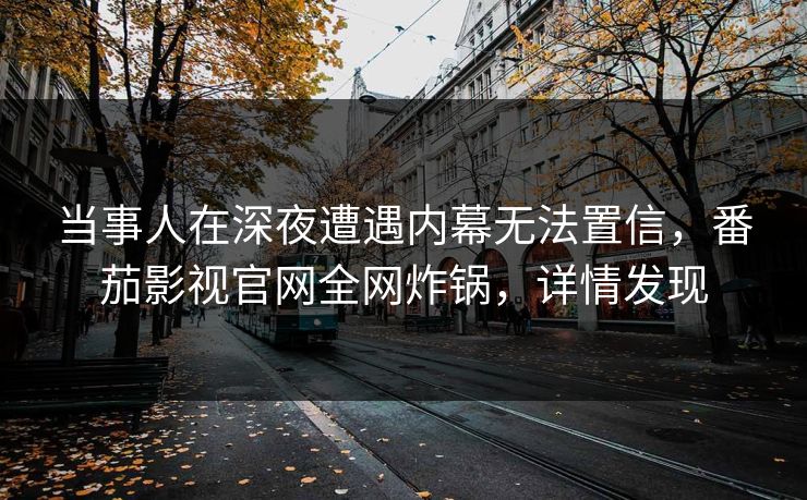 当事人在深夜遭遇内幕无法置信，番茄影视官网全网炸锅，详情发现