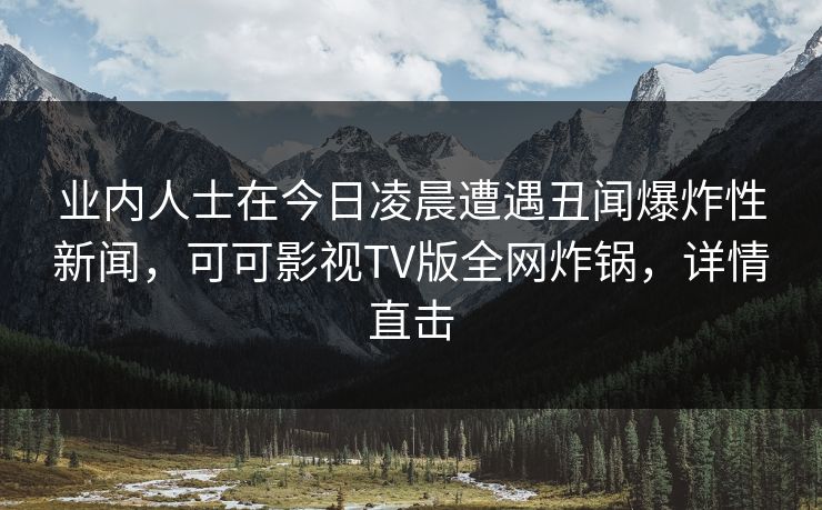 业内人士在今日凌晨遭遇丑闻爆炸性新闻，可可影视TV版全网炸锅，详情直击