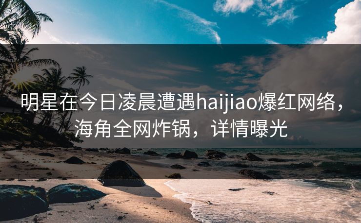 明星在今日凌晨遭遇haijiao爆红网络，海角全网炸锅，详情曝光