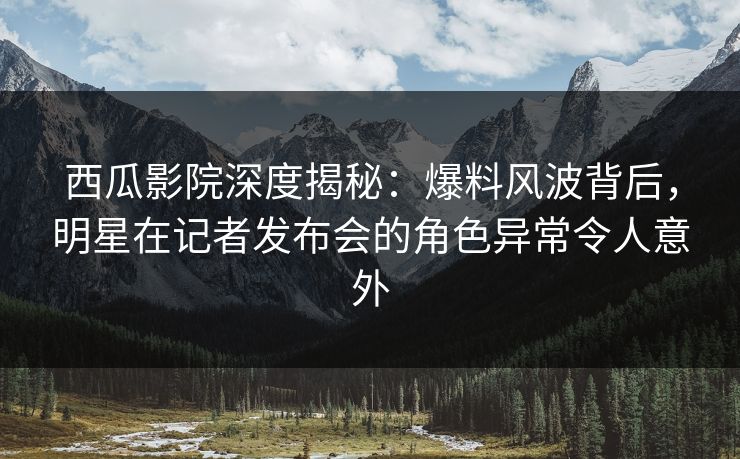 西瓜影院深度揭秘:爆料风波背后,明星在记者发布会的角色异常令人意外 西瓜影院深度揭秘:爆料风波背后,明星在记者发布会的角色异常令人意外