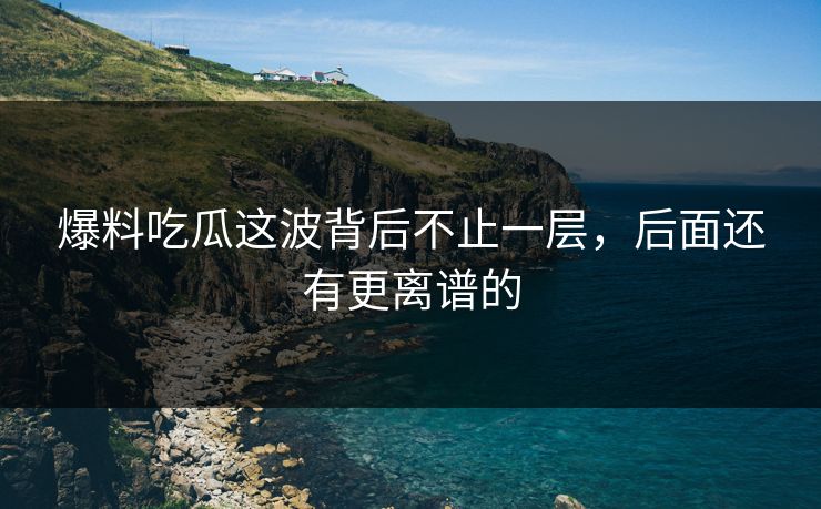 爆料吃瓜这波背后不止一层,后面还有更离谱的 爆料吃瓜这波背后不止一层,后面还有更离谱的